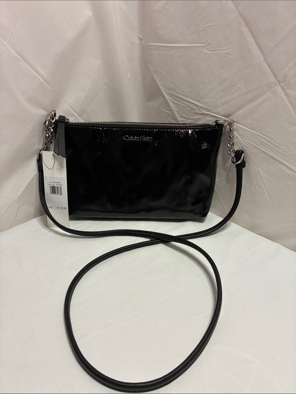 Calvin Klein Black Sheen Patent Crossbody